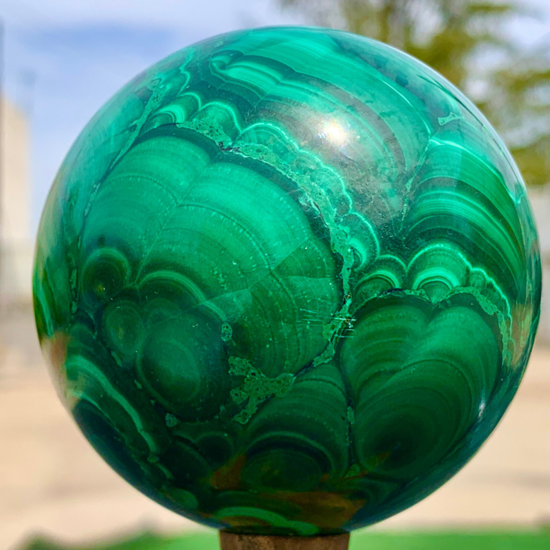 1.34LB Natural malachite egg quartzcrystal energy ball reiki healing