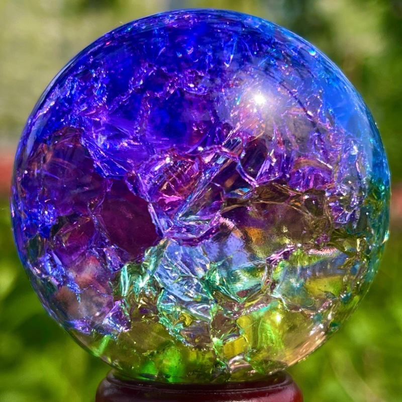 165G Natural Titanium Rainbow Quartz sphere Crystal ball Healing
