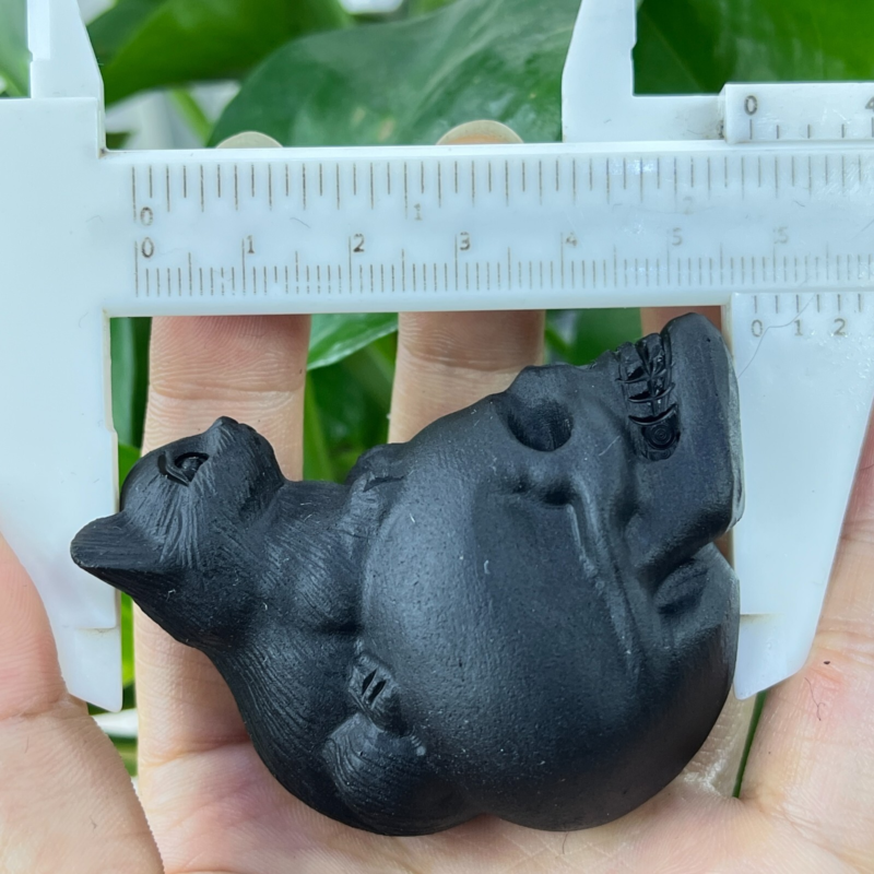 1pc Natural obsidian cat hand carved quartz crystal animal skull Reiki gift 2"