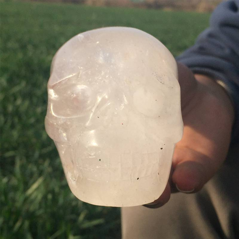 0.46kg Natural clear quartz skull carved Quartz Crystal skull Healing