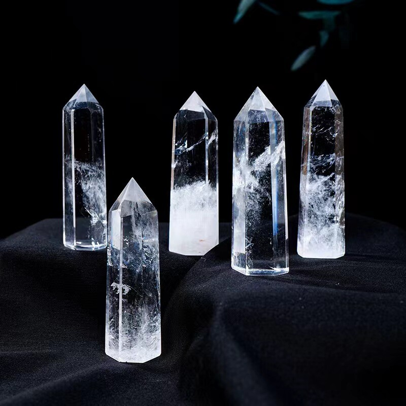 Natural Crystal Point Wand Tower Column Chakra Obelisk Quartz Healing Stone Rock