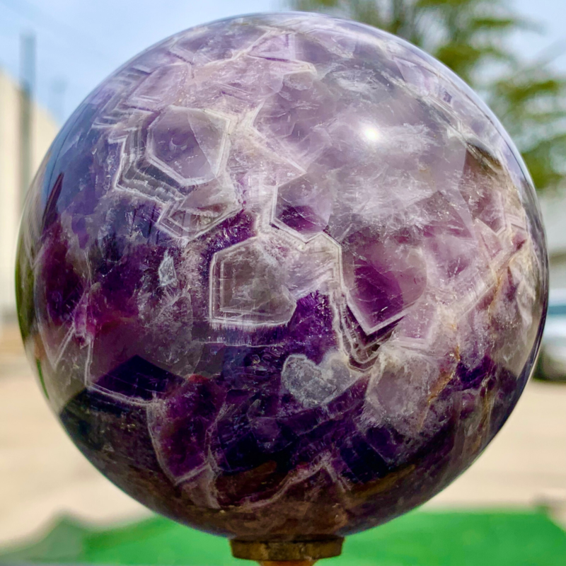 1.76LB Natural beautiful Dream Amethyst Quartz Crystal Sphere Ball Healing