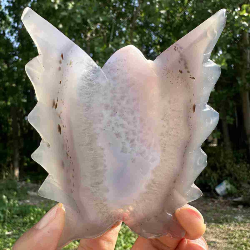 140g natural agate hand carved butterfly skull quartz crystal cluster reiki