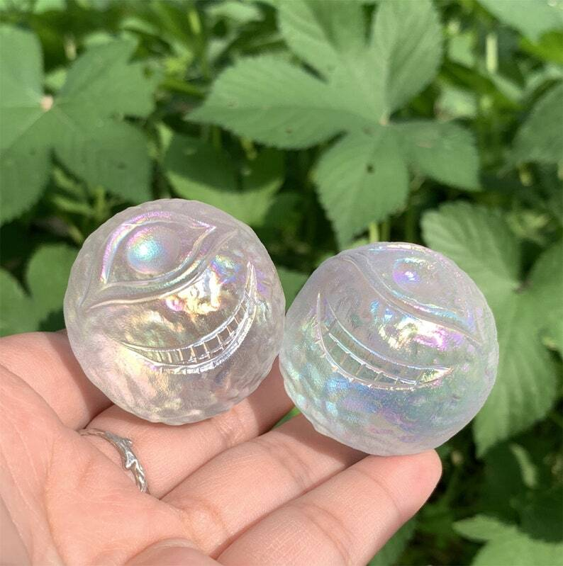 1pc Titanium Rainbow Melting stone ball Eye Ball Hand Carved Collection Heal