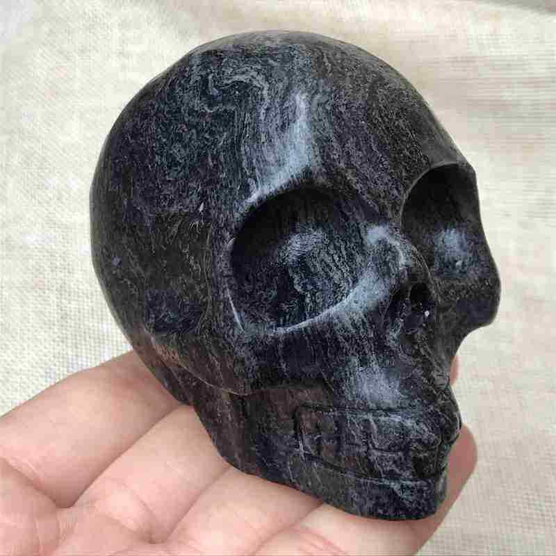 0.43Kg Natural black jade quartz skull carved Quartz Crystal skull Healing