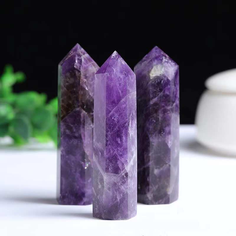 Natural Crystal Point Wand Tower Column Chakra Obelisk Quartz Healing Stone Rock