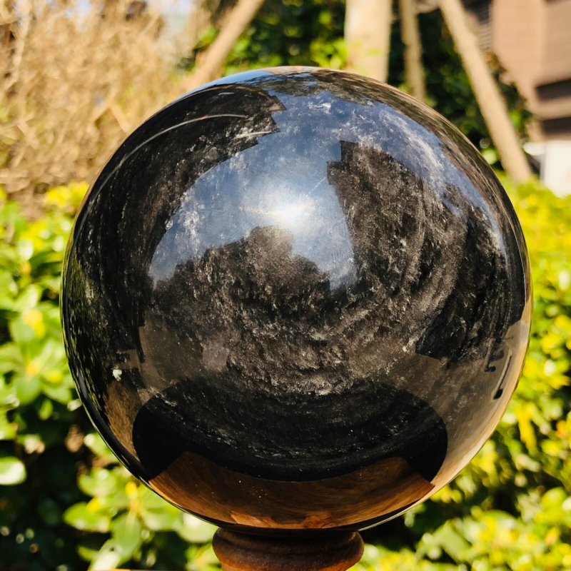 2.99LB TOP Natural Silver Obsidian Sphere Crystal quartz Ball Healing 786