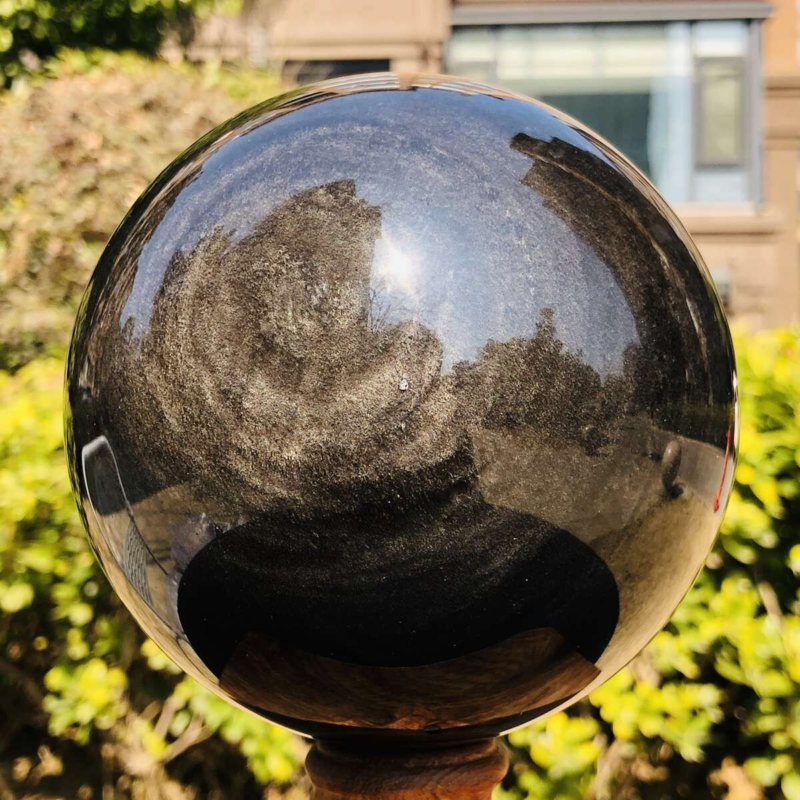4.55LB Natural Beautiful Silver obsidian ball Quartz Crystal Sphere Healing 354