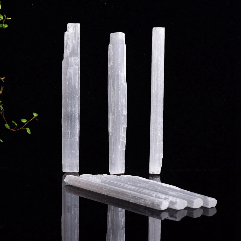 10Pcs Natural Quartz Selenite Stick Wand White Gypsum Crystal Point Stone Blades
