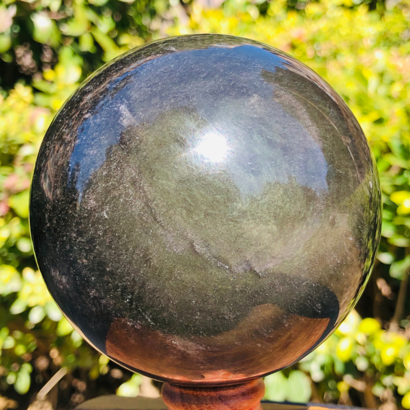 2.26LB TOP Natural Silver Obsidian Sphere Crystal quartz Ball Healing 796