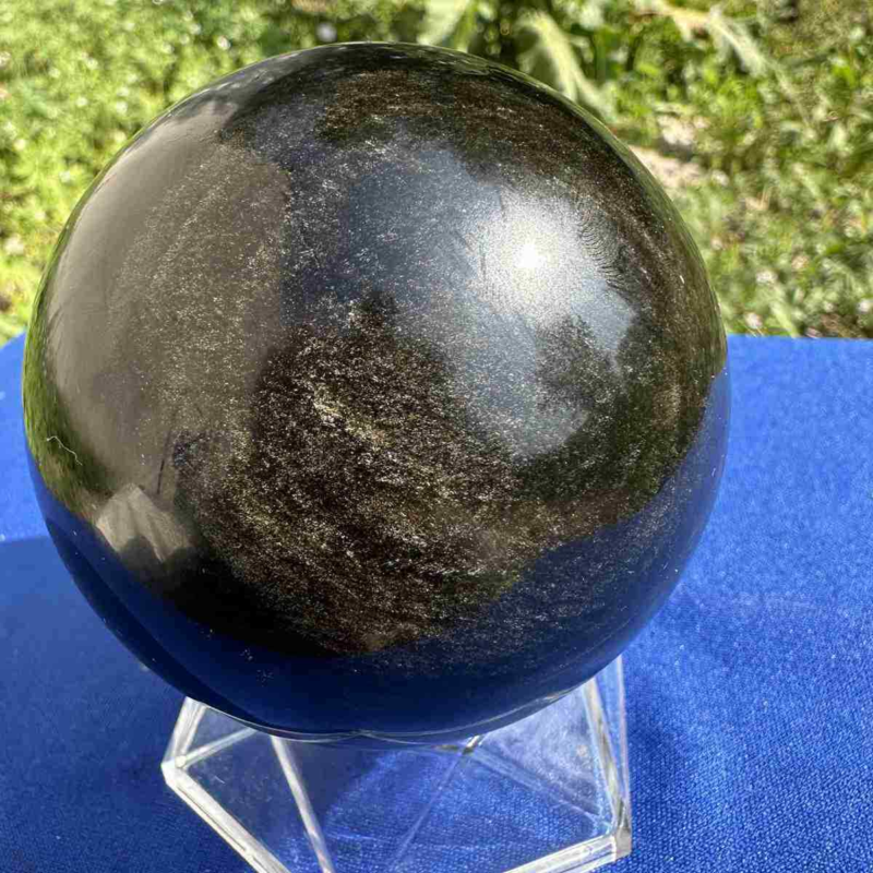 625g natural Gold obsidian sphere quartz crystal polished ball healingg