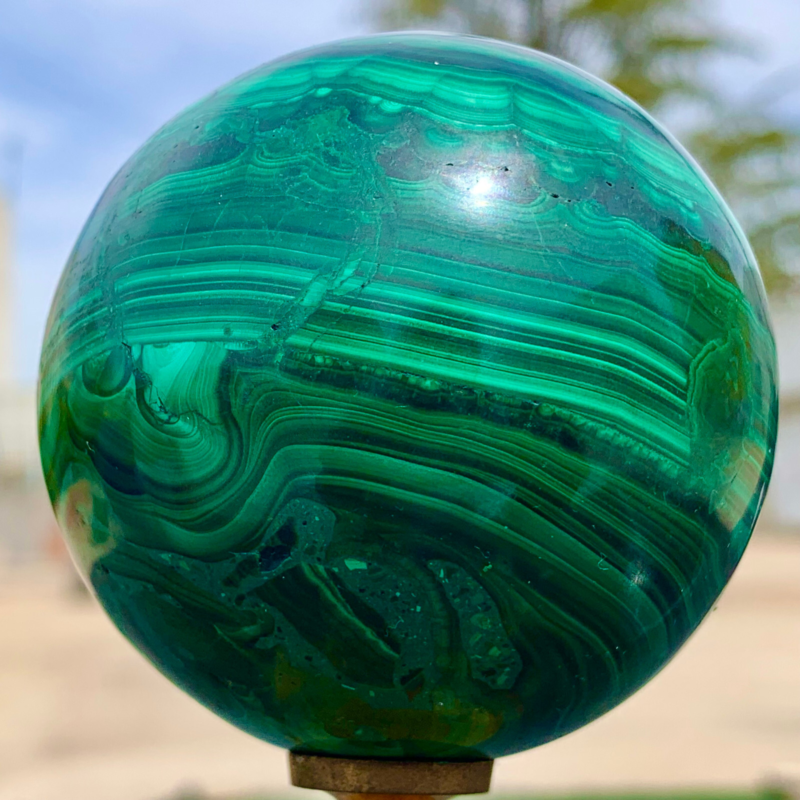 1.15LB Natural malachite egg quartzcrystal energy ball reiki healing