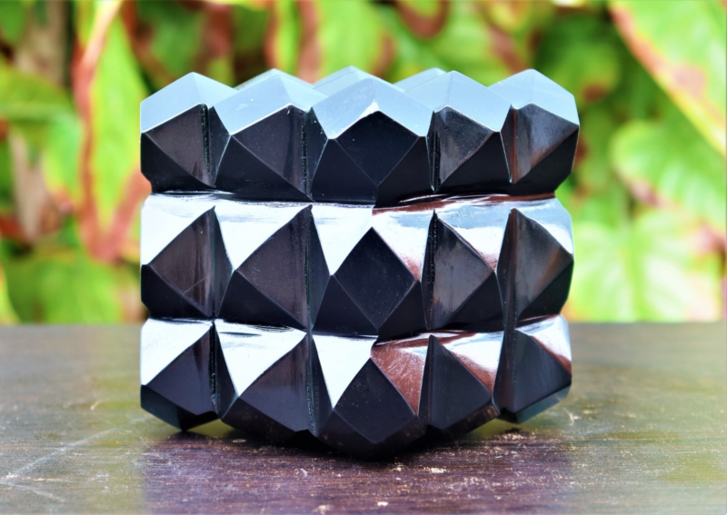 11CM Natural Black Tourmaline Meditation Healing Power Stone 54 Pyramid Cube