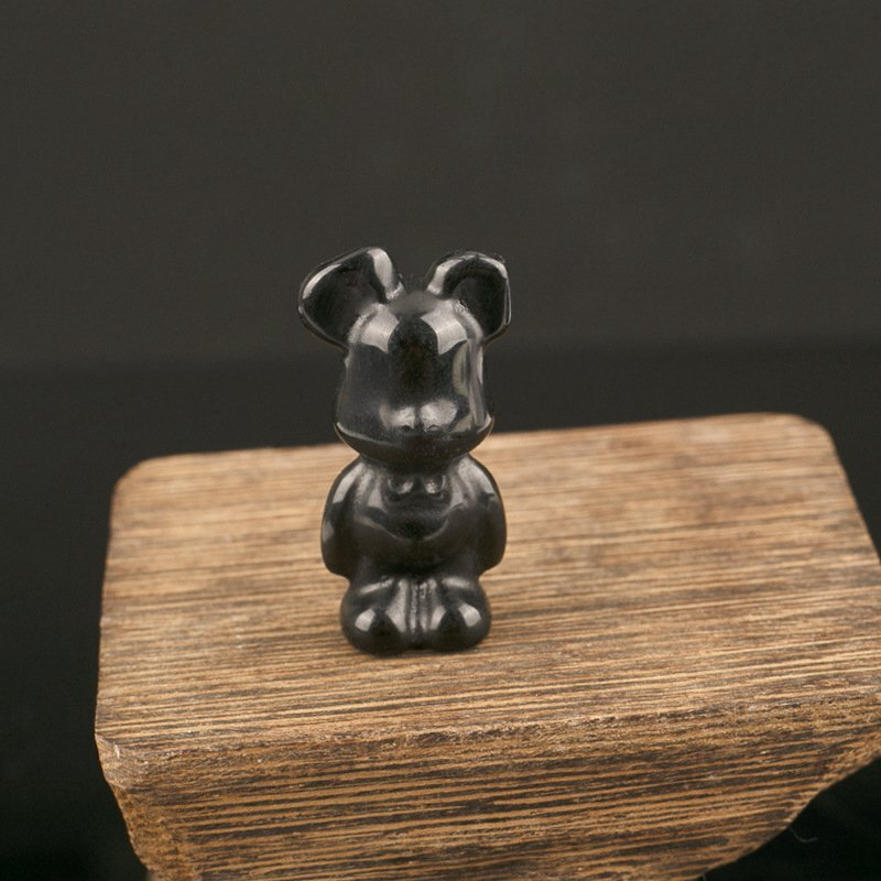 Natural Quartz Crystal Gloomy Little Bear Healing Gemstone Skull Carved Animal
