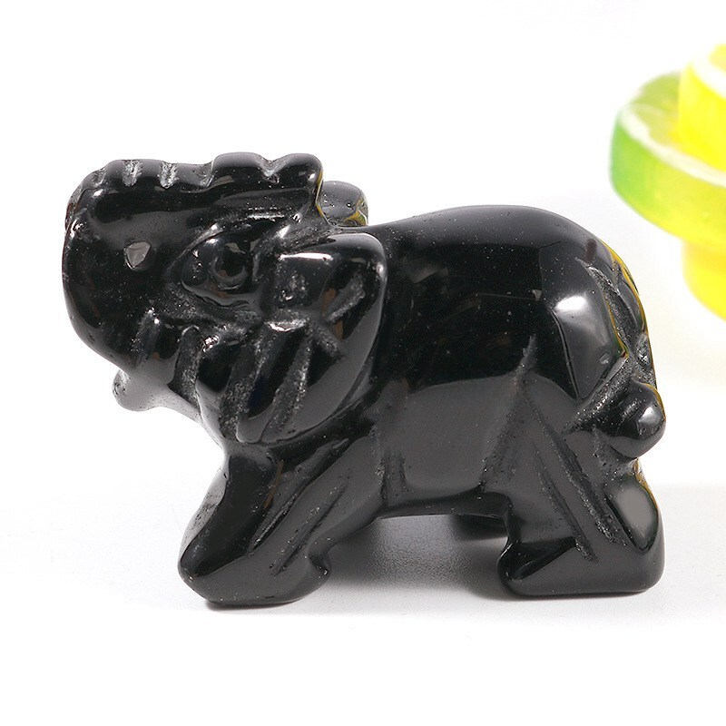 Natural Quartz Baby Elephant Stone Crystal Healing Carved Gemstone Animal Decor