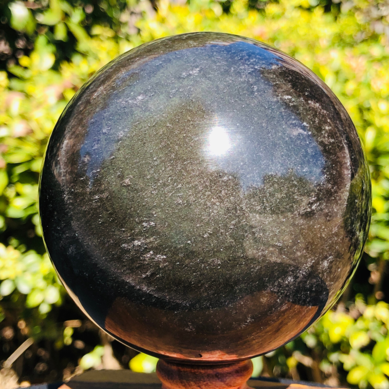 2.26LB TOP Natural Silver Obsidian Sphere Crystal quartz Ball Healing 796