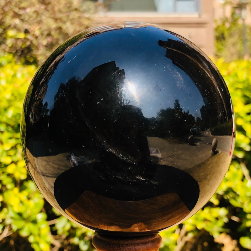 2.94LB Natural Silver Black Obsidian Sphere Quartz Crystal Ball Healing