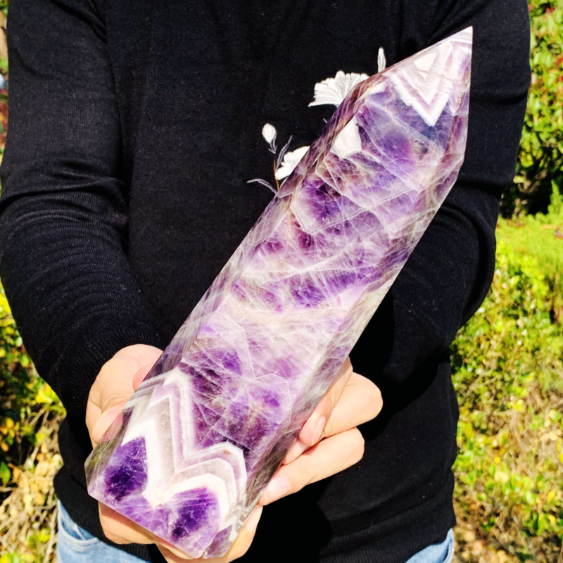 4.26LB Natural Dream Amethyst Quartz Crystal Obelisk Wand Point Healing Stone