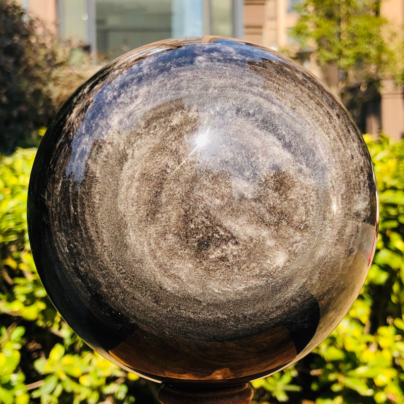 5.12LB TOP Natural Silver Obsidian Sphere Crystal quartz Ball Healing 784