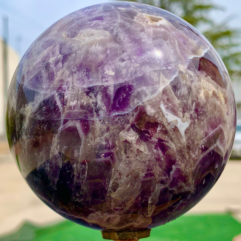 1.76LB Natural beautiful Dream Amethyst Quartz Crystal Sphere Ball Healing