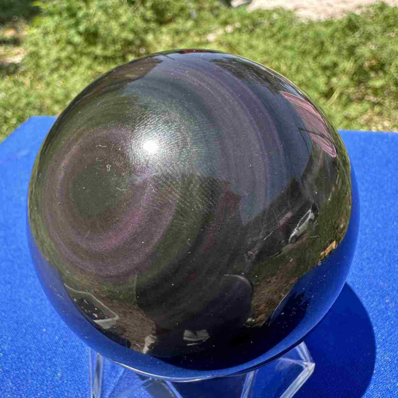 520g natural rainbow obsidian sphere cat's eye quartz crystal ball healing