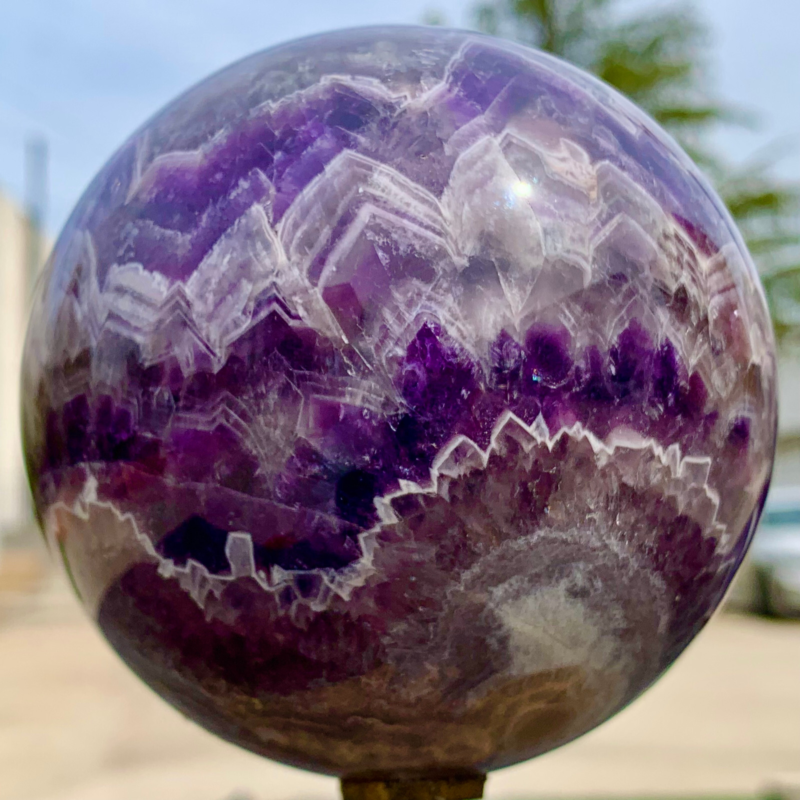 2.39LB Natural beautiful Dream Amethyst Quartz Crystal Sphere Ball Healing