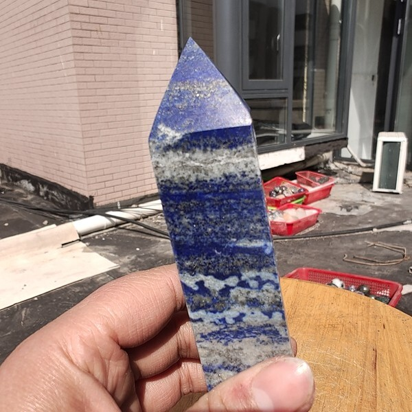 340g Natural Rock Lapis Lazuli Quartz Crystal Stone Point Healing Wand Obelisk