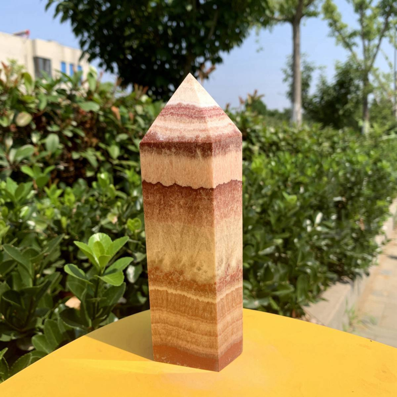 920g Natural Pork Stone Quartz Obelisk Crystal Wand Point Tower Reiki Healing