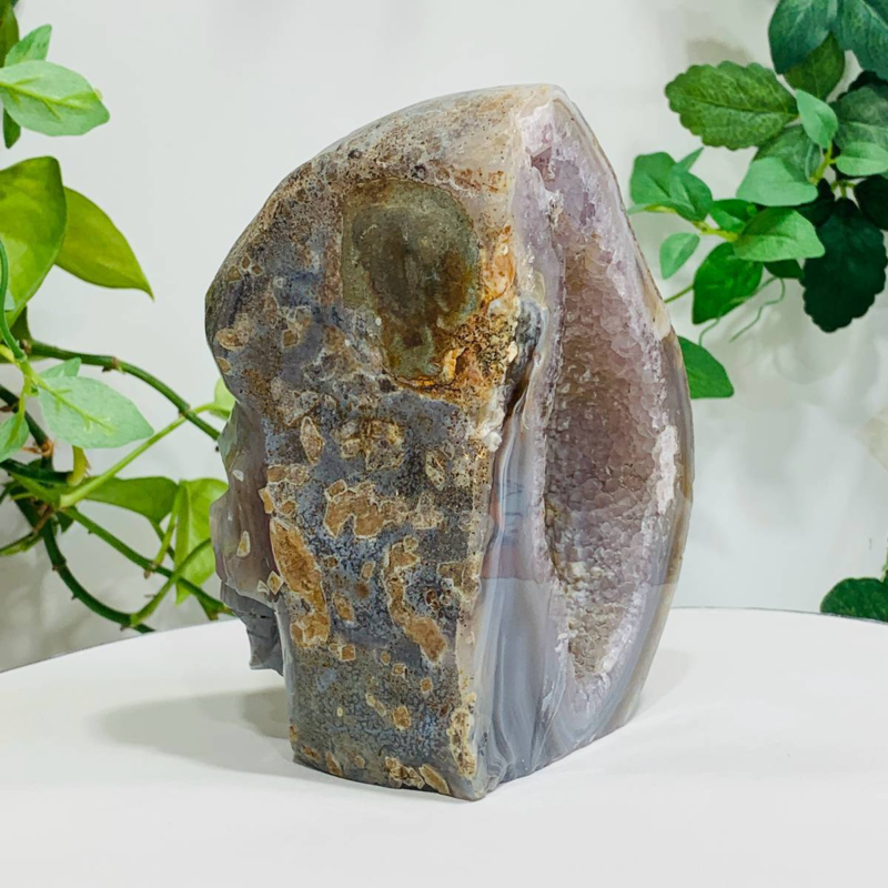 1676g Natural Crystal Jade Hand Carved Quartz Skull Medium Energy Reiki Healing