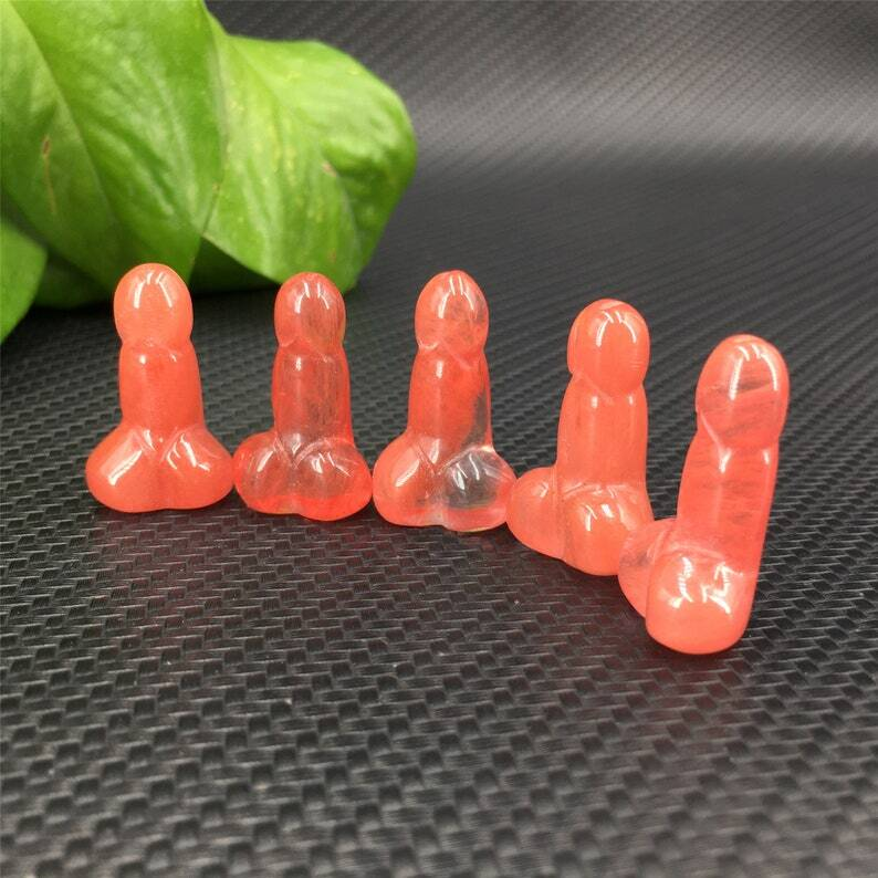 10PCS Red Melting Stone Small Penis Quartz CrystaL Mineral Specimen Reiki Heal
