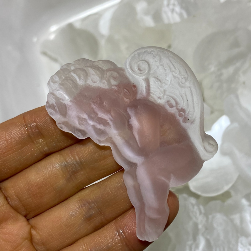 Natural Gypsum Selenite angel Hand Carved Quartz Crystal Reiki healing 1PC