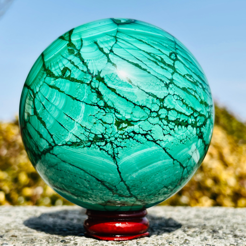 2.7LB Natural Malachite Quartz Sphere Crystal Ball Decoration Collection Gift
