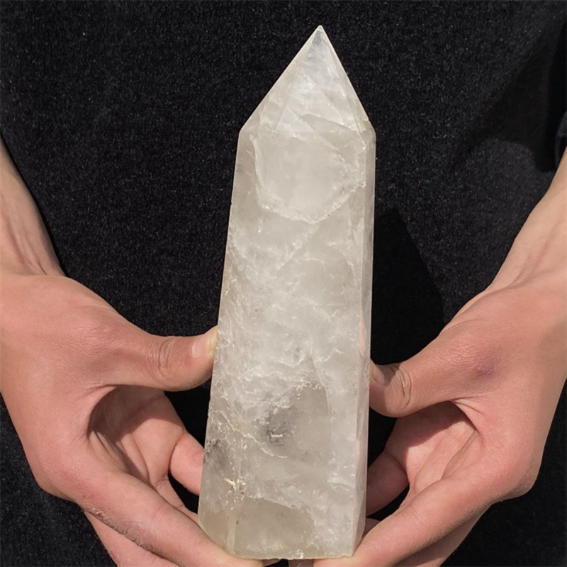 950gNatural White Quartz Obelisk Crystal Wand Point Healing Mineral Stone