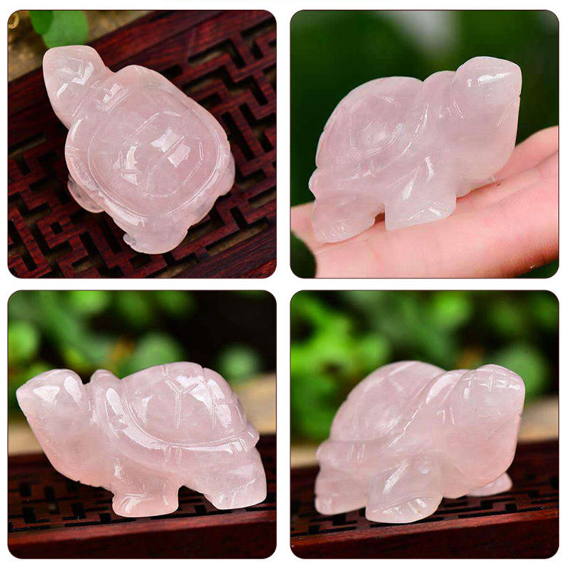 Natural Quartz Crystal Carved Longevity Tortoise Healing Gemstone Animal Turtle