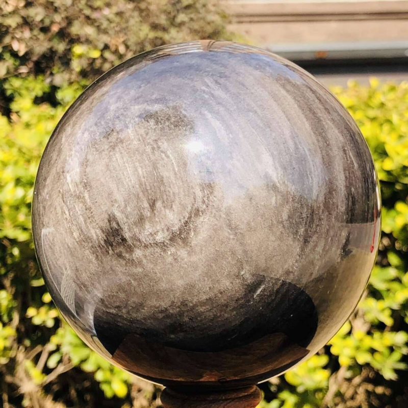4.2LB Natural Beautiful Silver obsidian ball Quartz Crystal Sphere Healing 348
