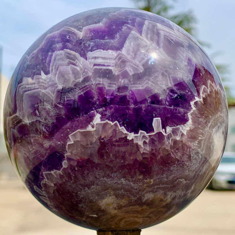 2.39LB Natural beautiful Dream Amethyst Quartz Crystal Sphere Ball Healing