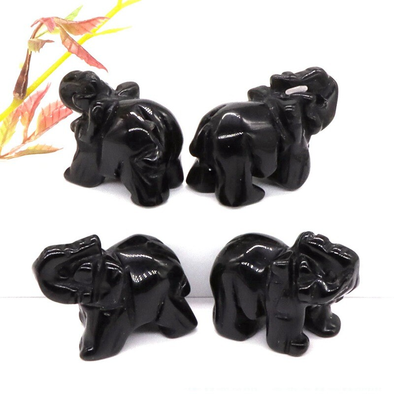Natural Quartz Baby Elephant Stone Crystal Healing Carved Gemstone Animal Decor