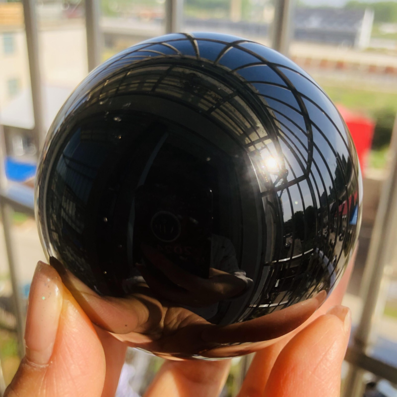 425G Natural obsidian crystal energy ball D659