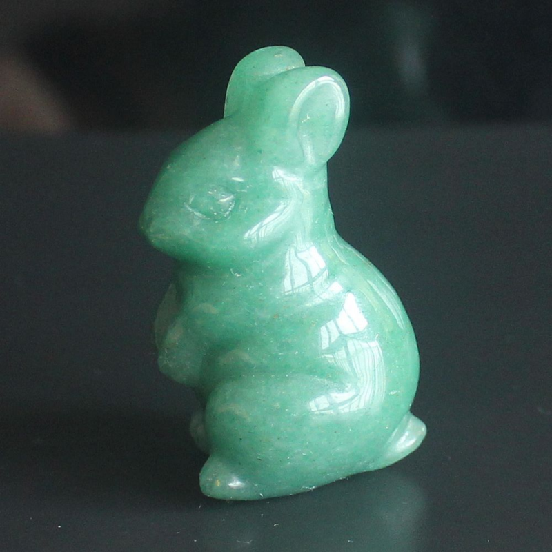Carved gemstone crystal rabbit bunny figurine animal carving home decor 1.5''