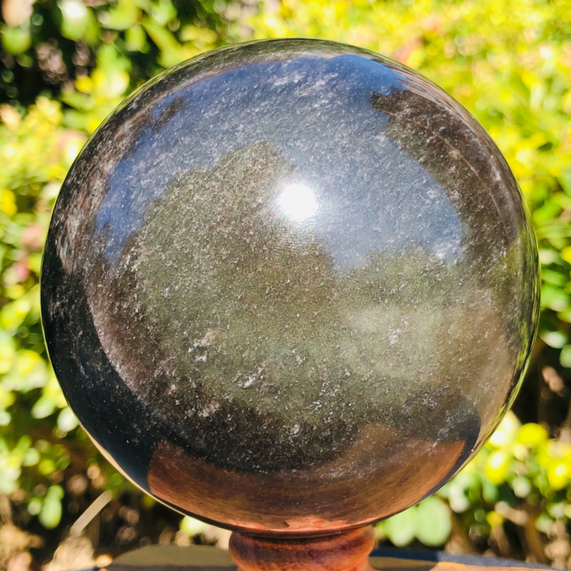 2.26LB TOP Natural Silver Obsidian Sphere Crystal quartz Ball Healing 796