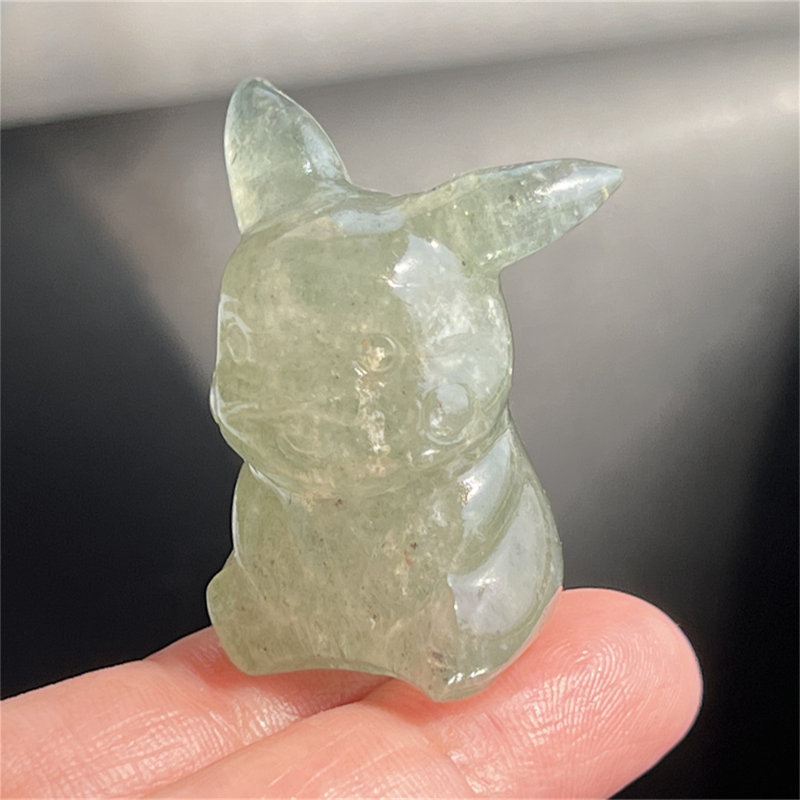 1.5" Natural quartz carved Pikachu skull Quartz crystal skull reiki healing