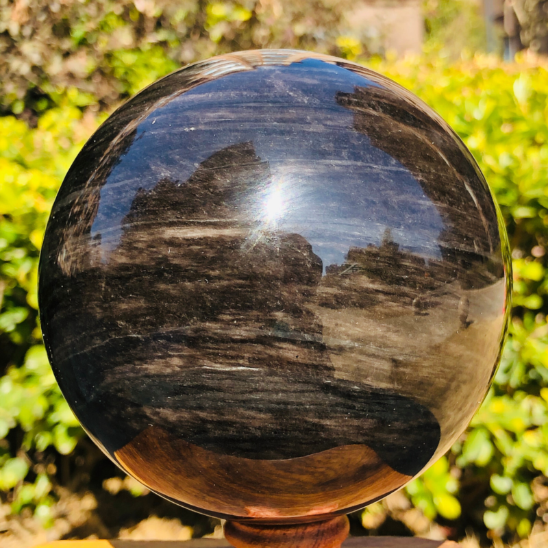 3.82LB Natural Silver Obsidian Sphere Crystal quartz Ball Healing