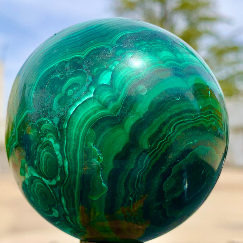 1.15LB Natural malachite egg quartzcrystal energy ball reiki healing