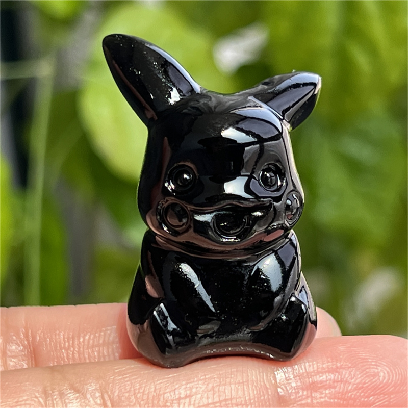 1.5" Natural quartz carved Pikachu skull Quartz crystal skull reiki healing