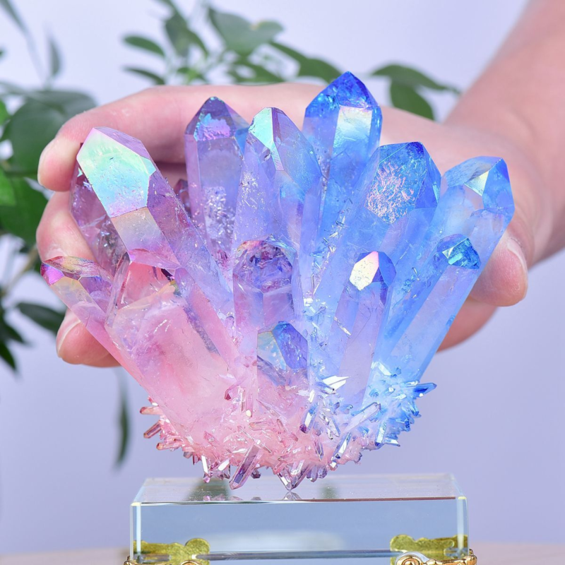 1.49LB Electroplated Color Crystal Cluster Crystal Mineral Reiki Healing