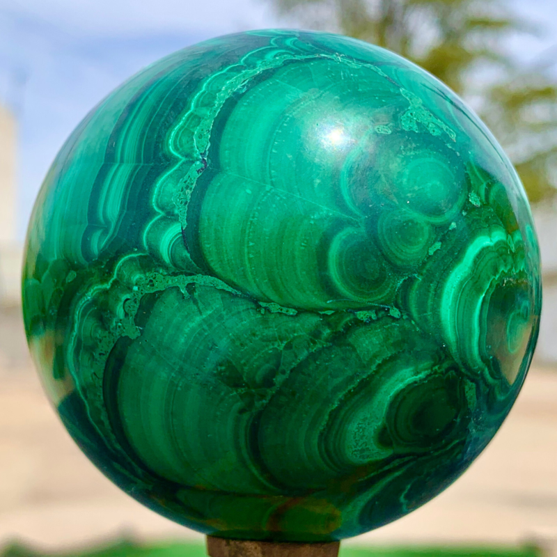 1.34LB Natural malachite egg quartzcrystal energy ball reiki healing
