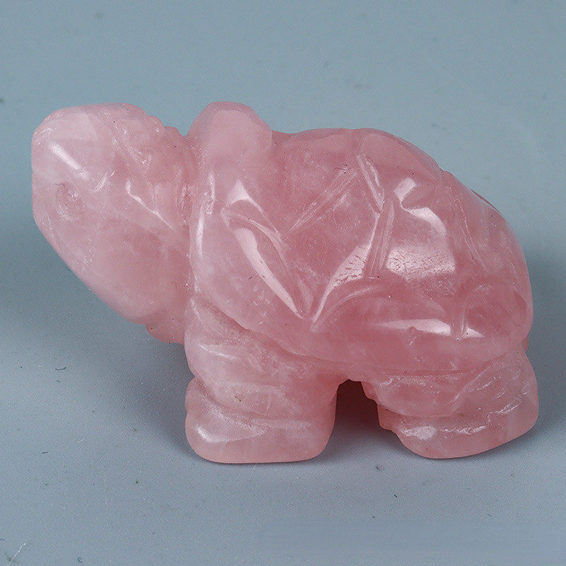 10x Natural Rose Quartz Carved Longevity Tortoise Crystal Animal Turtle Ornament