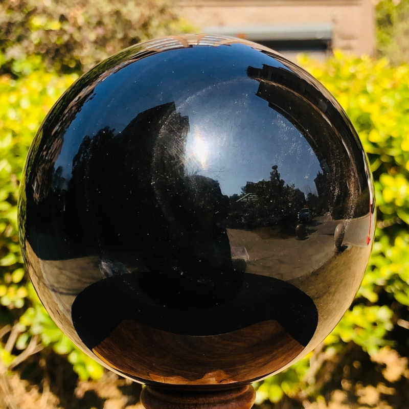 2.94LB Natural Silver Black Obsidian Sphere Quartz Crystal Ball Healing