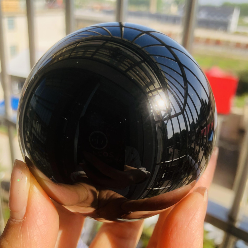 425G Natural obsidian crystal energy ball D659