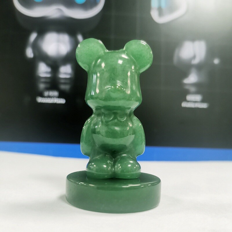 Natural Quartz Crystal Gloomy Little Bear Healing Gemstone Skull Carved Animal